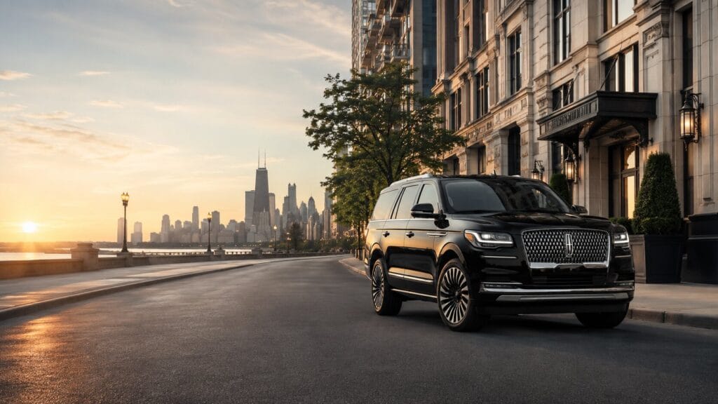 Executive SUV Sunrise Chauffeur loading bags for a group airport transfer