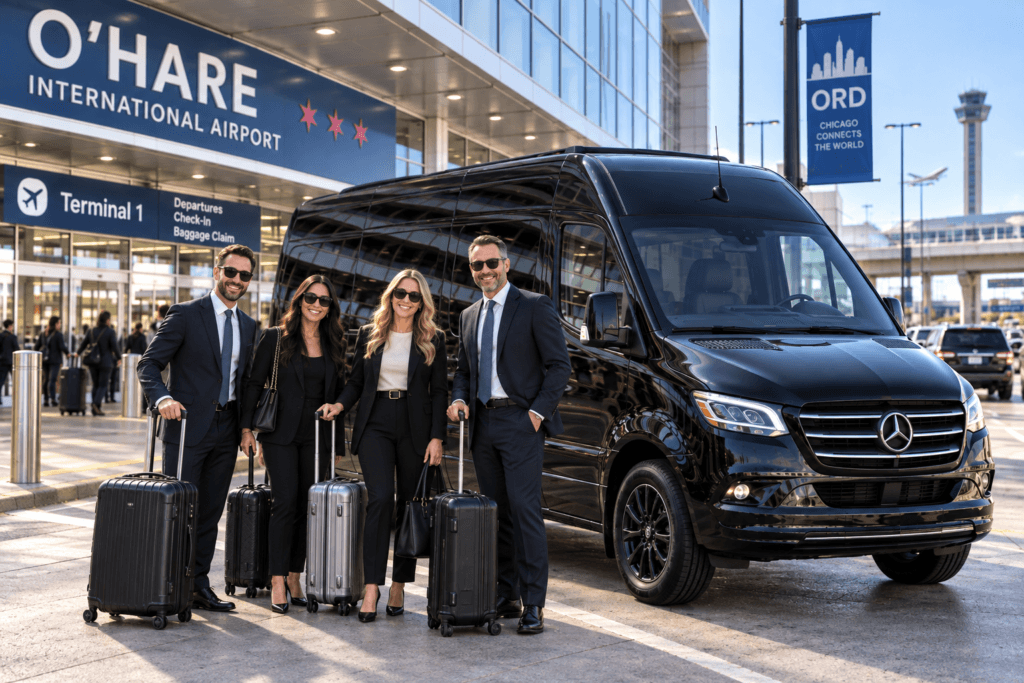 group flat rates for airport transportation Executive cabin of a corporate airport limo