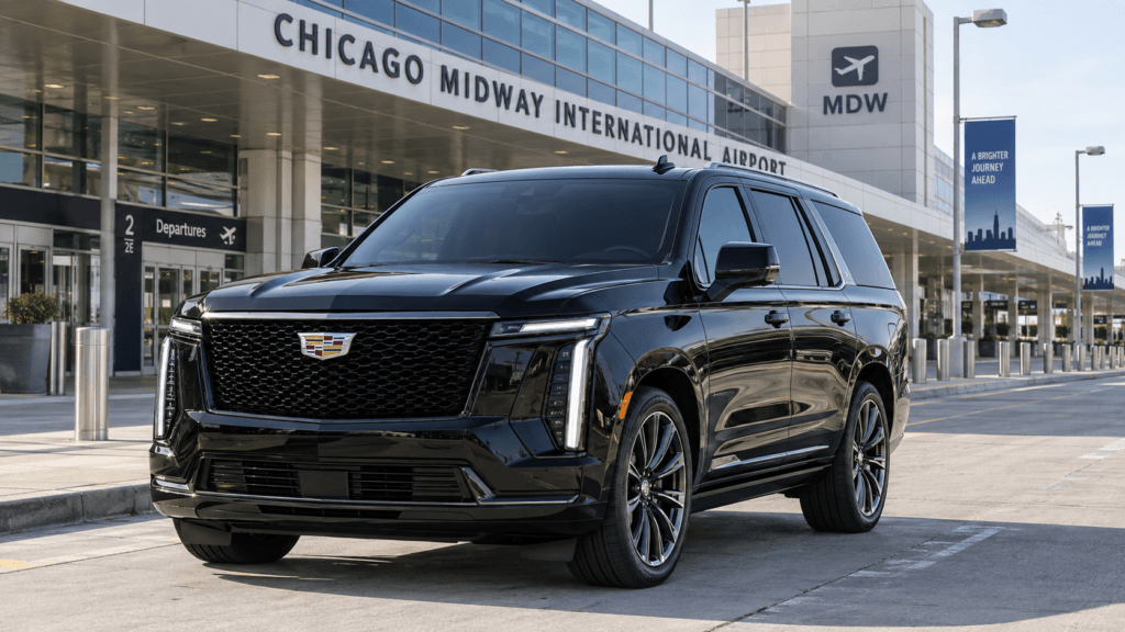 midway airport transportation from milwaukee Midway to Milwaukee limo — chauffeur meeting a passenger at Midway arrivals