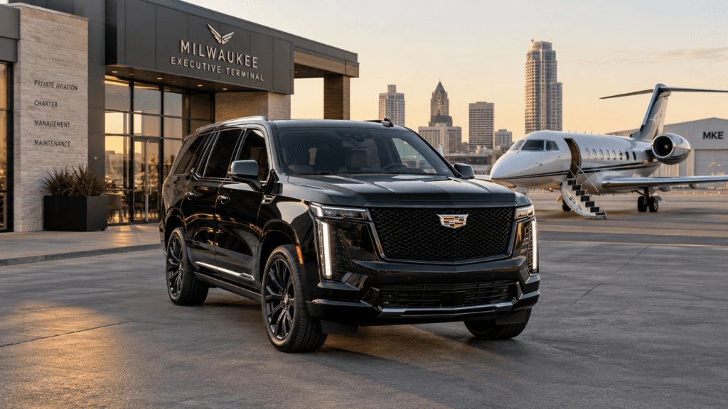 private airport limo Comfortable cabin of an airport limo service vehicle