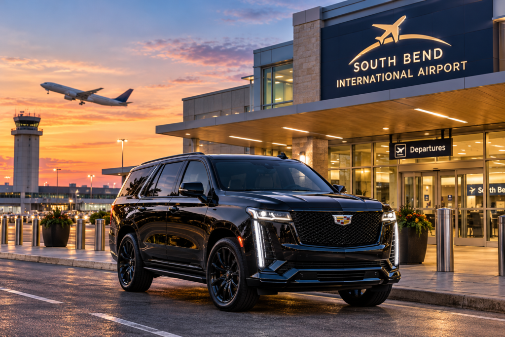 Cadillac Escalade Luxury Airport Transportation in South Bend, Indiana Loading luggage for a ride from Milwaukee