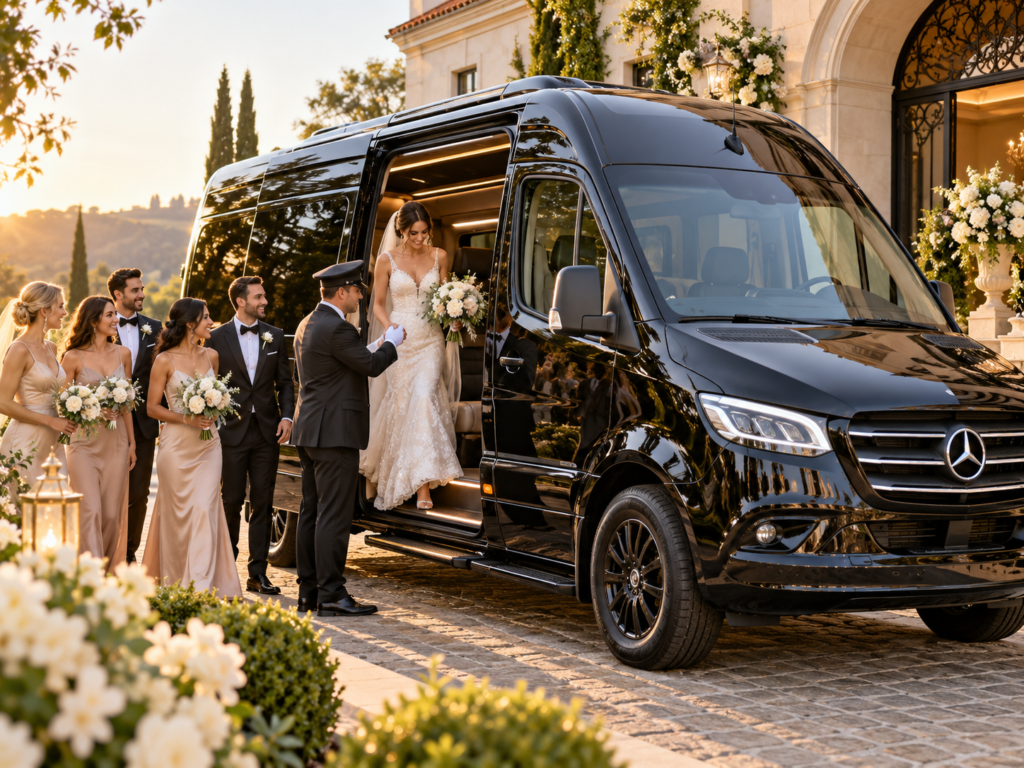 Luxury vehicle on the highway for a long-distance limo trip