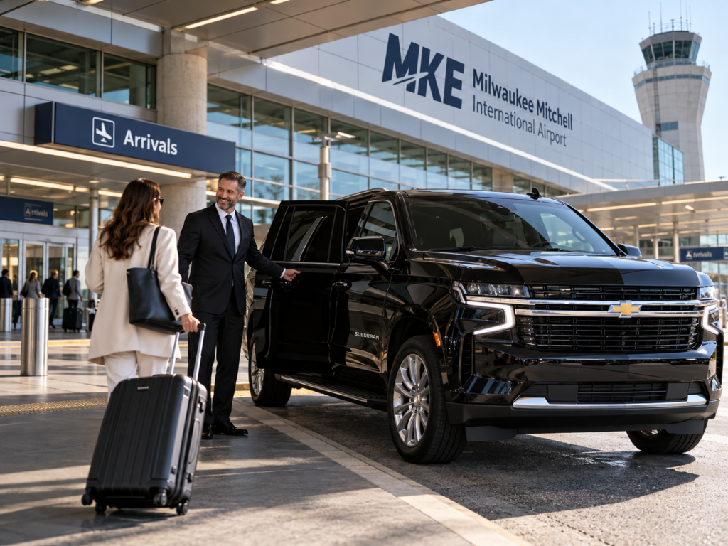 Comfortable cabin of an airport limo service vehicle
