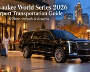 Brewers World Series Game 1 car service featuring a black 2026 Lincoln Navigator L near Fiserv Forum in downtown Milwaukee on October 23, 2026.