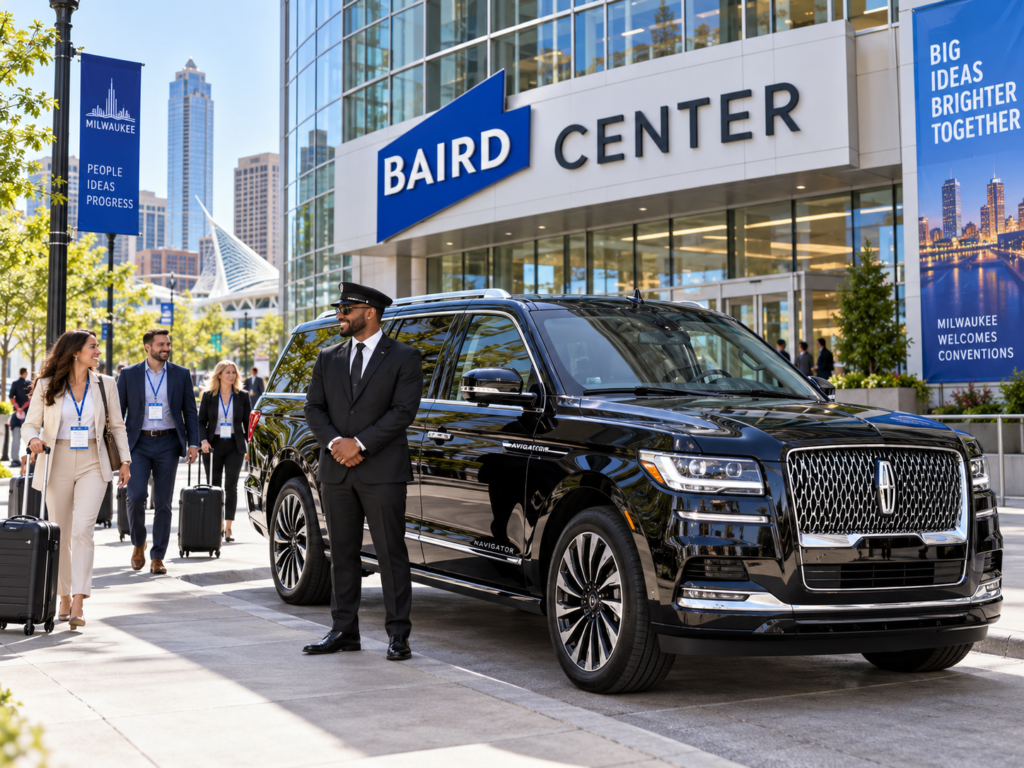 Long-distance limo service — executive SUV on the highway for an intercity ride